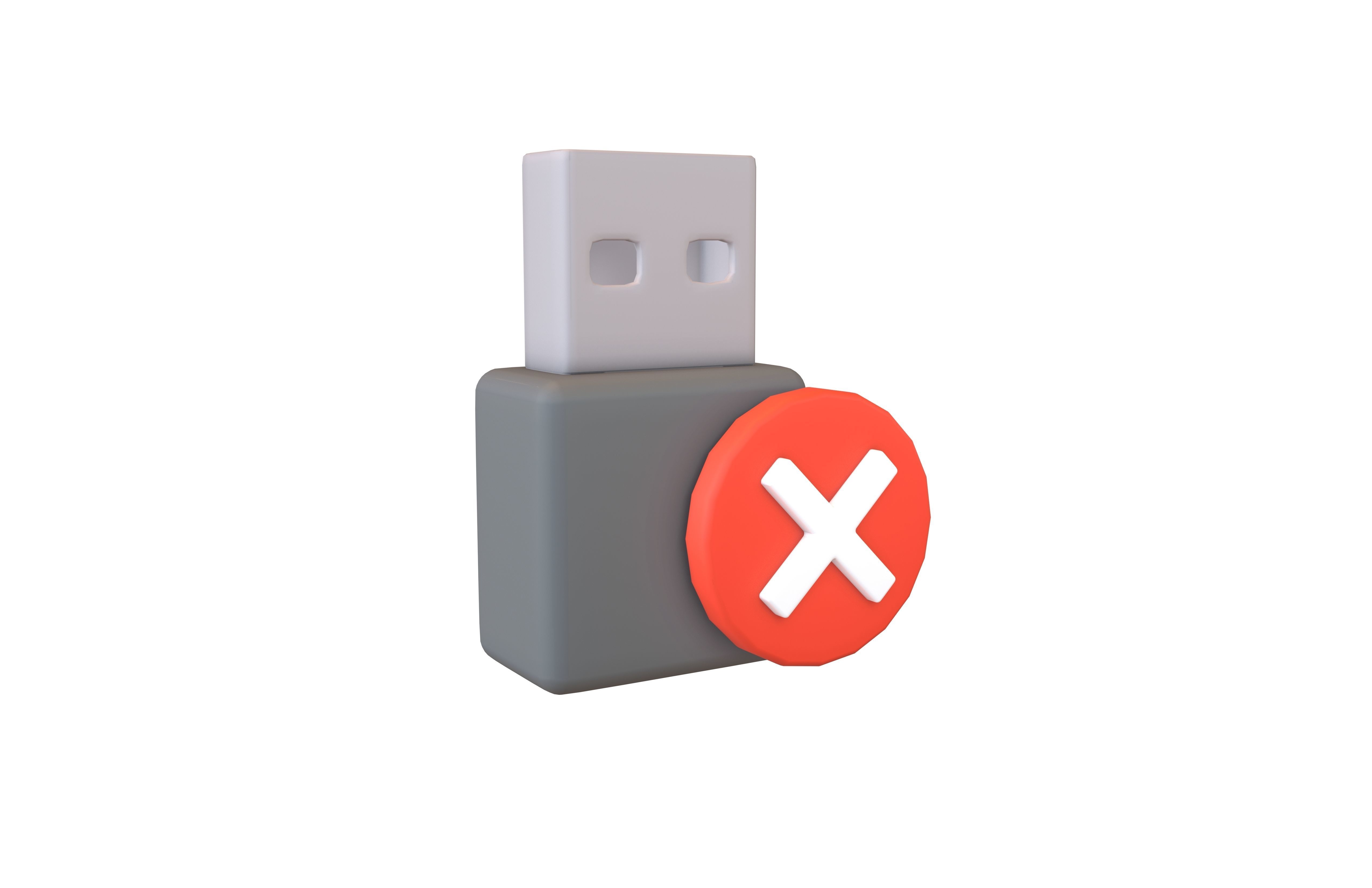 USB Disconnected Icon v1 001 Low-poly 3D model_3