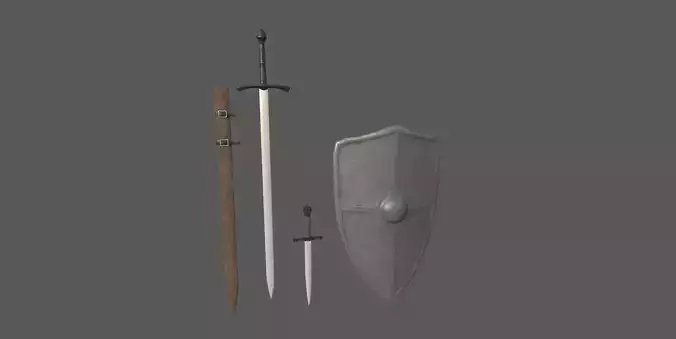 Sword 3d model and shield
