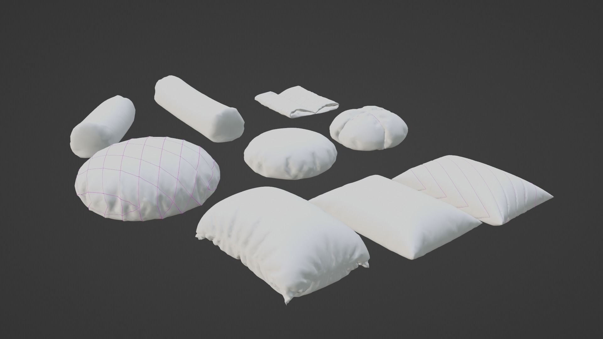 Pillow - Cushion Low-poly 3D model_4