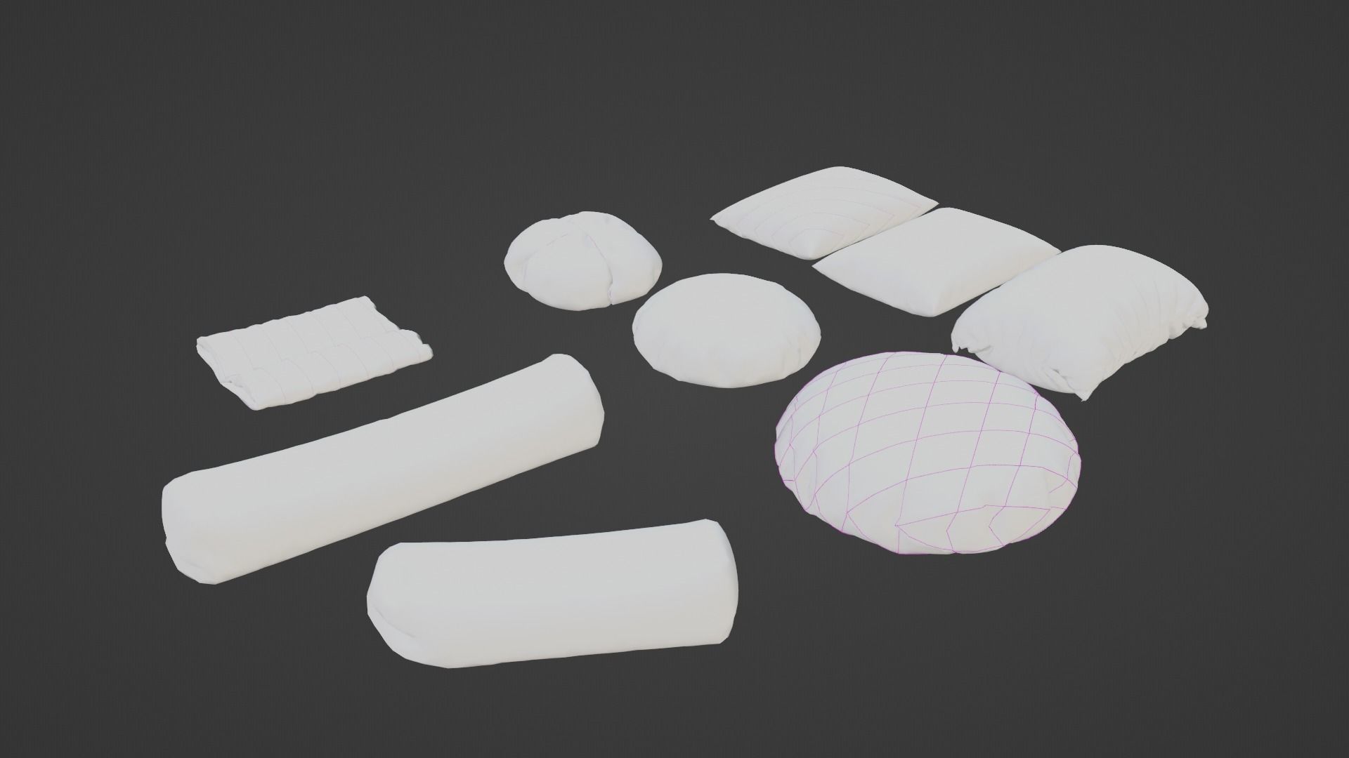 Pillow - Cushion Low-poly 3D model_3