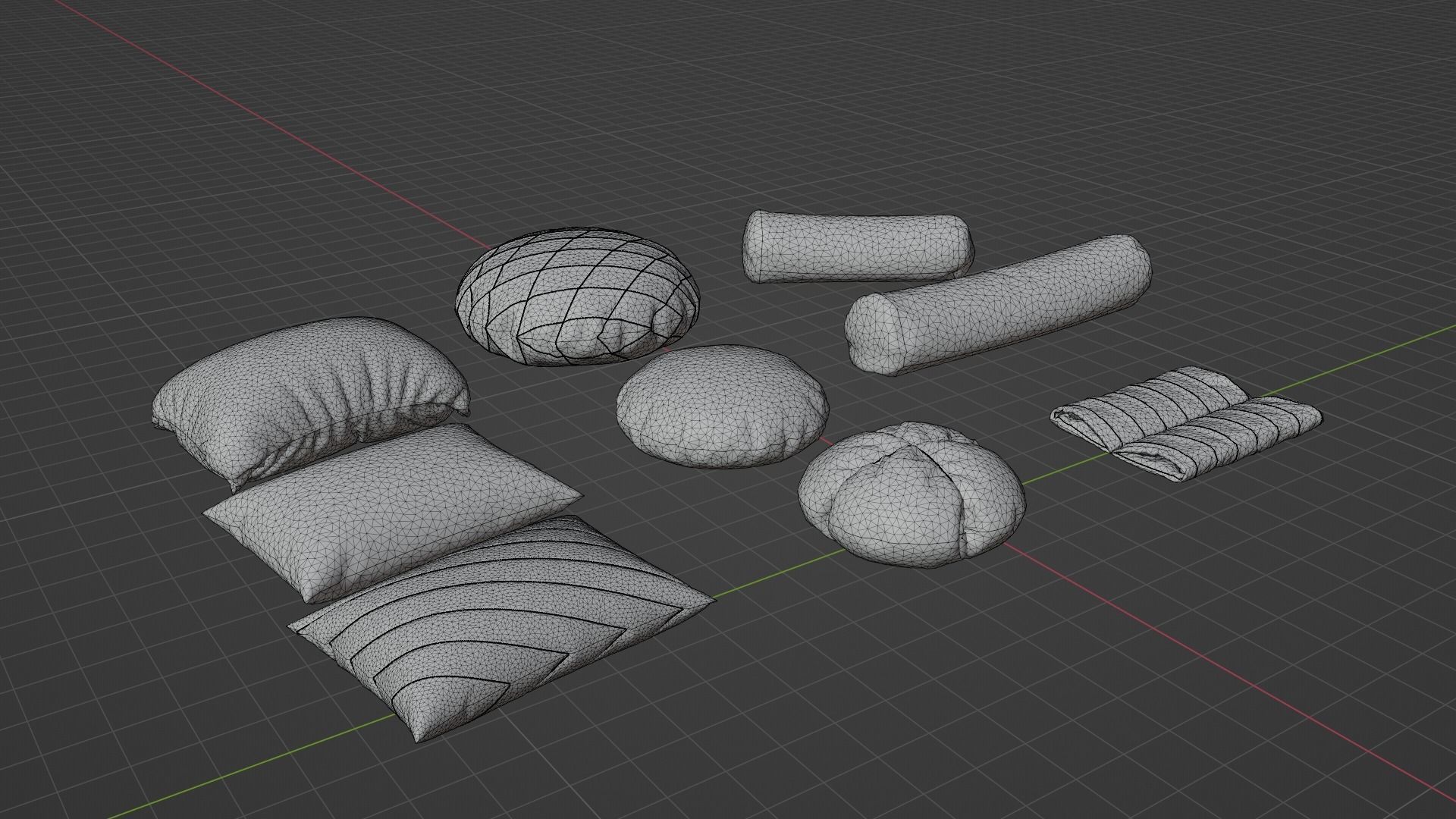 Pillow - Cushion Low-poly 3D model_6