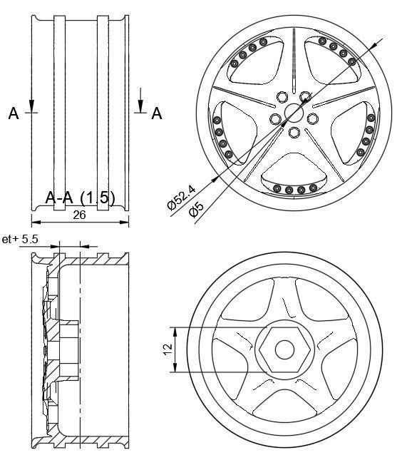 12MM HEX RC Wheels Leon Hardiritt Orden with and without tires 3D print model_6
