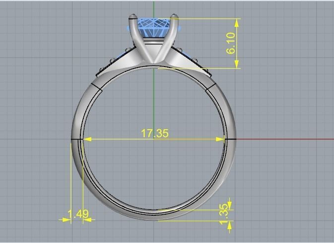 Solitaire Ring Model 3060 3D print model_6