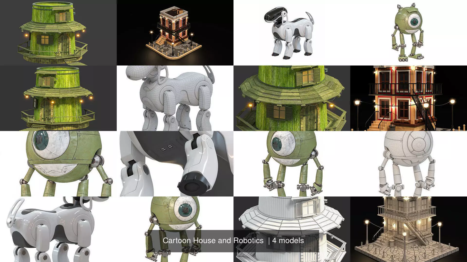 Cartoon House and Robotics  3D Model Collection_0