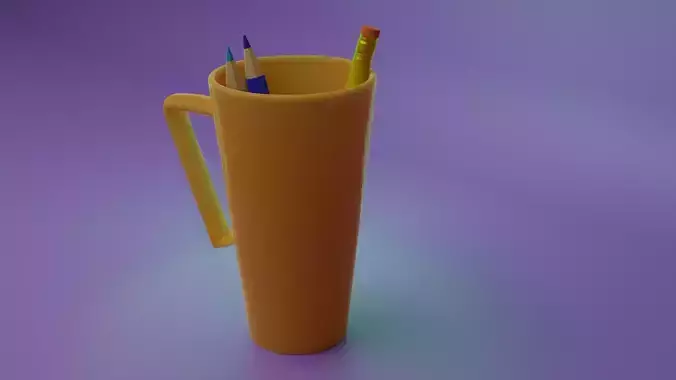 Pencils in a Cup Low-poly 3D model