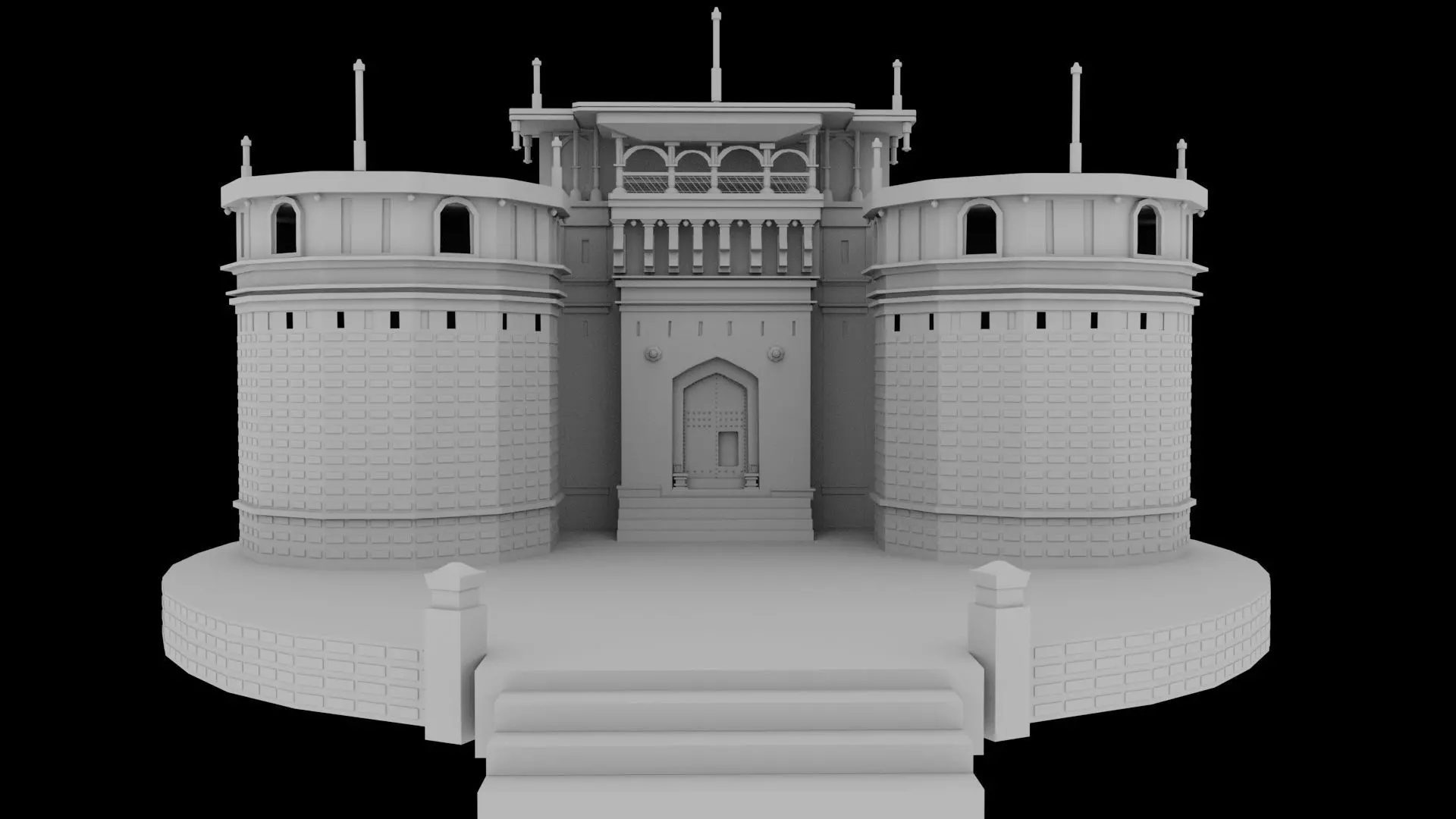 Shaniwar Wada Low-poly 3D model_0