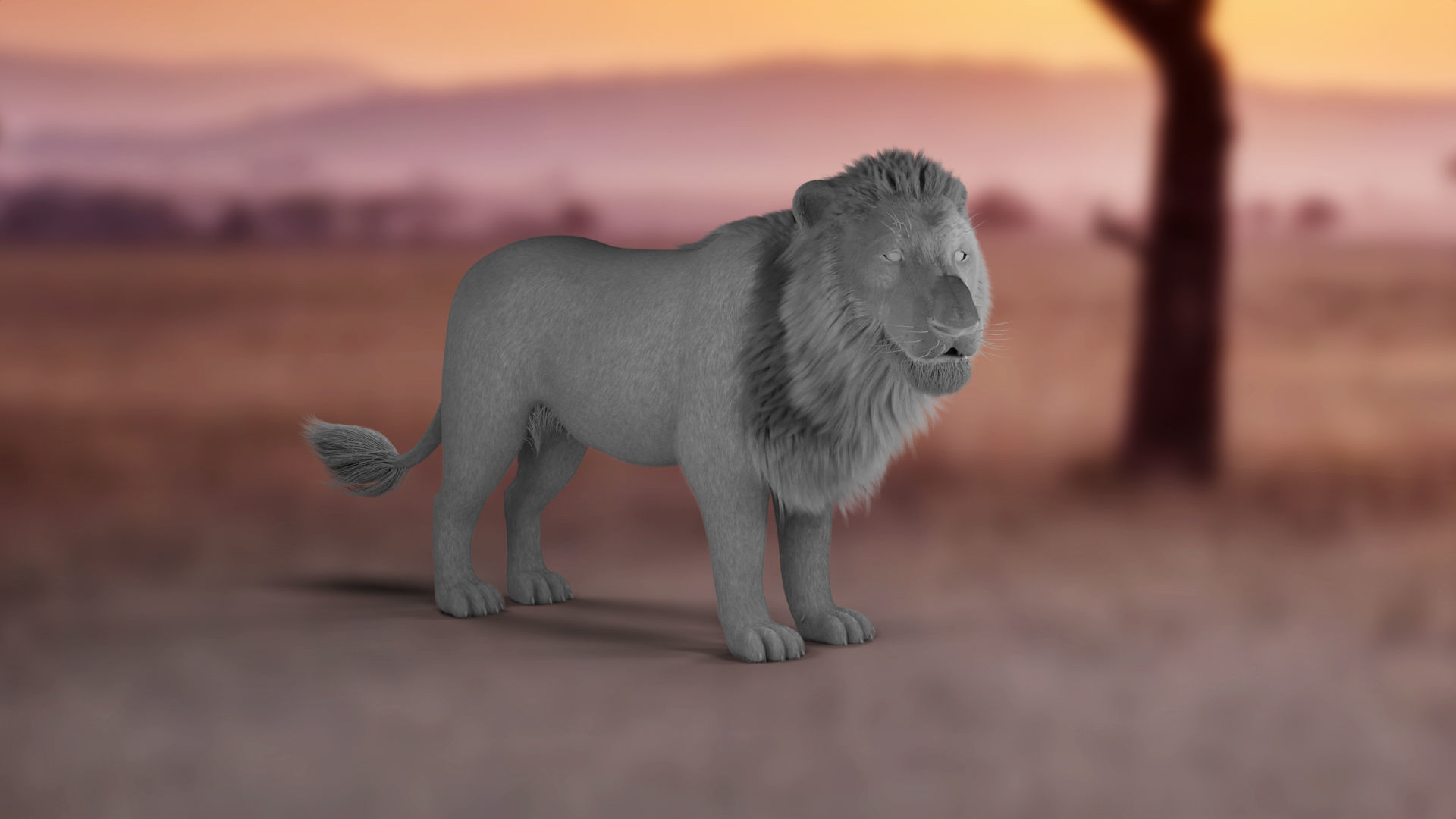 3D Fur Lion Rigged and Animation in Blender Low-poly 3D model_13