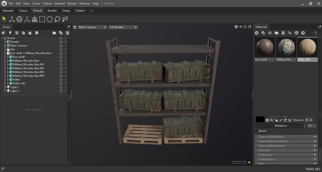 Iron shelf and military wooden box 3D Model Low-poly 3D model_5