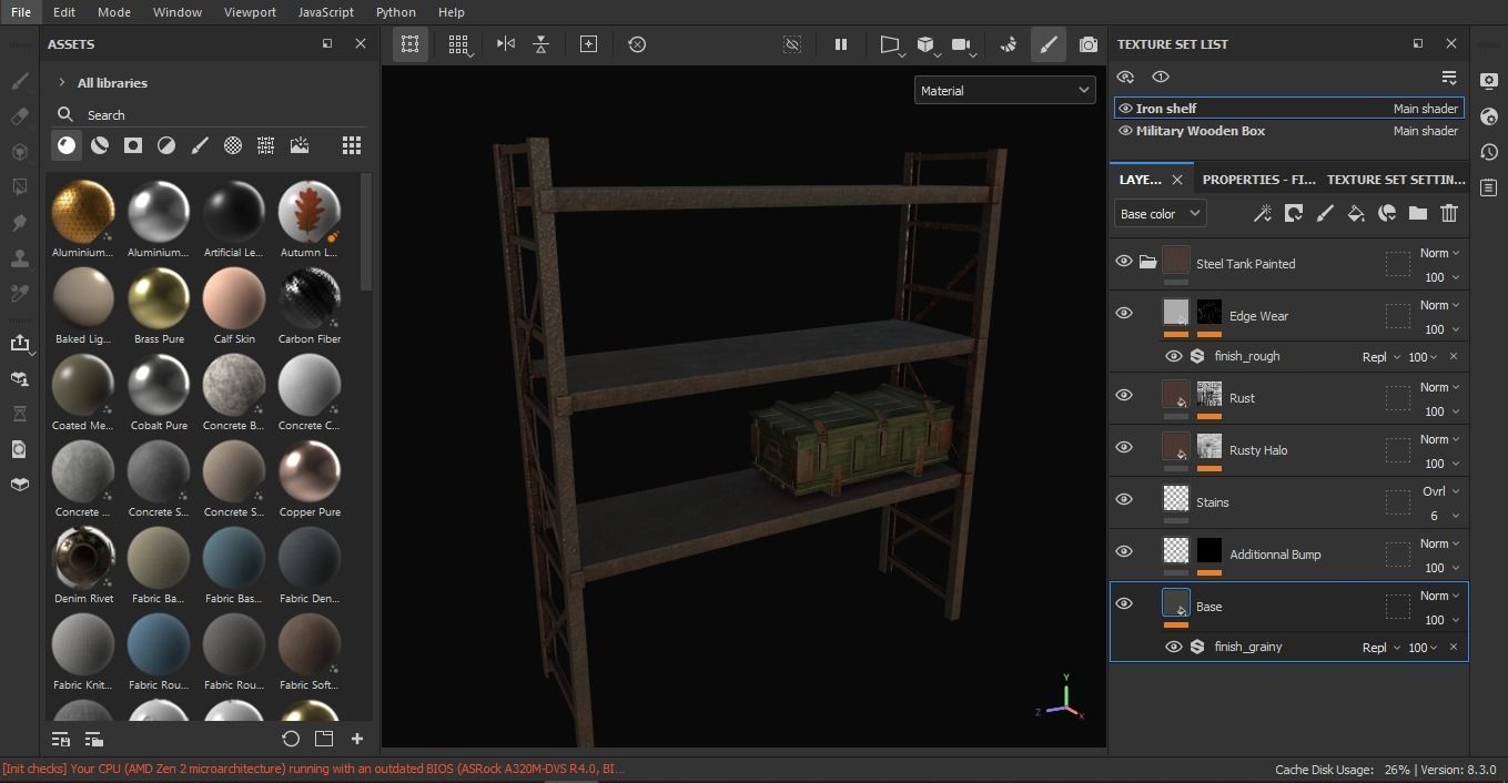 Iron shelf and military wooden box 3D Model Low-poly 3D model_6