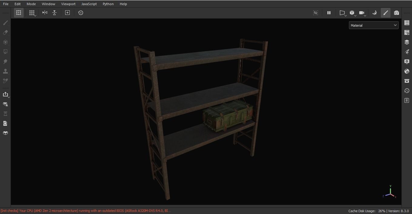 Iron shelf and military wooden box 3D Model Low-poly 3D model_7