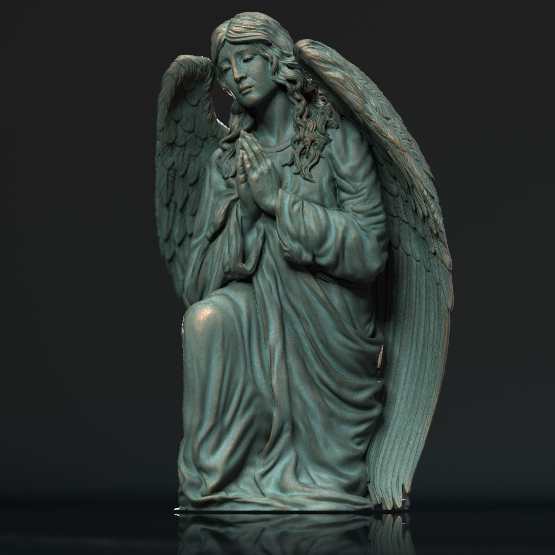 Angel statue 05 3D print model_2