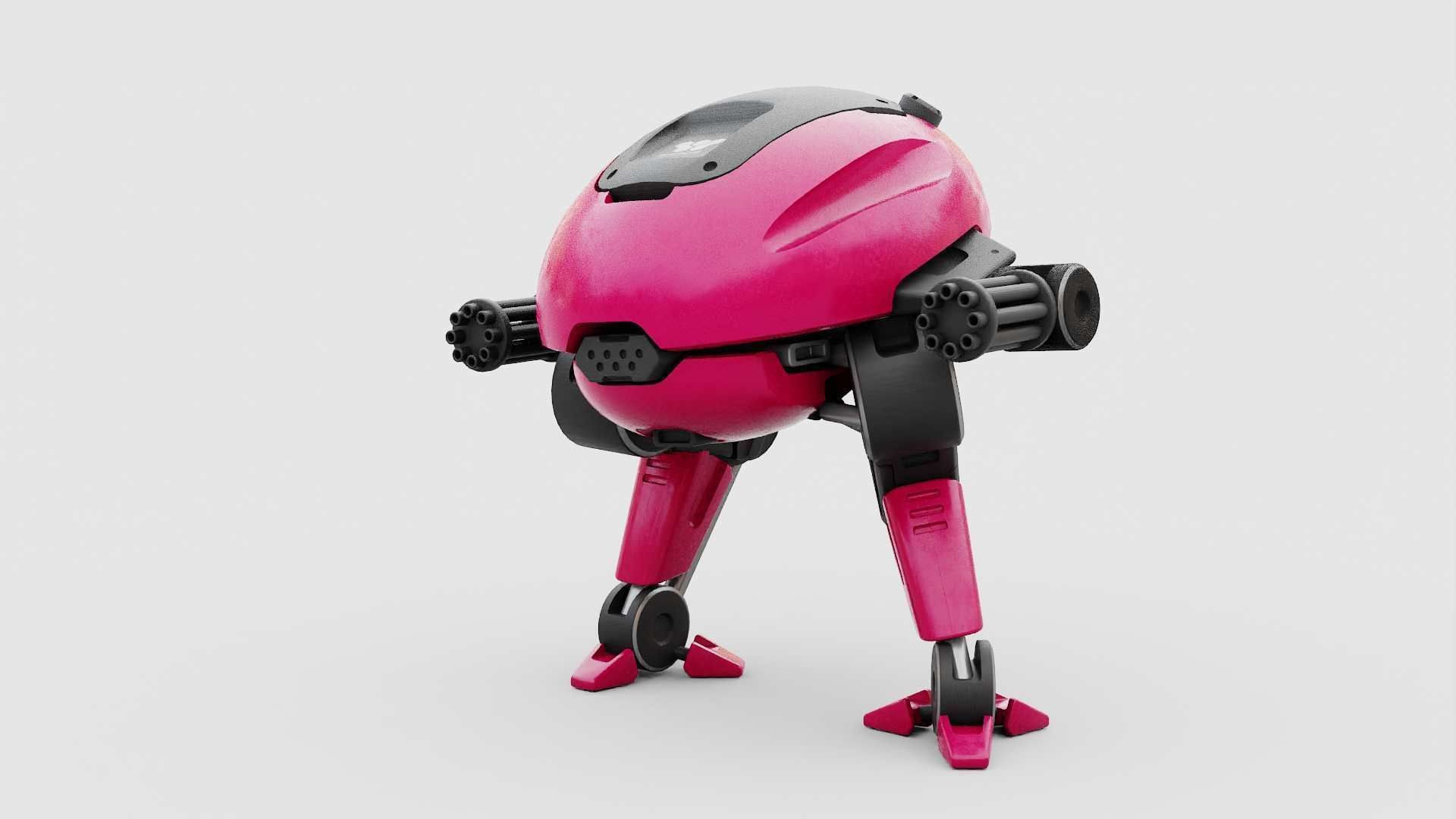 MILITARY BOT B-6000  RIGGED 3D model_14