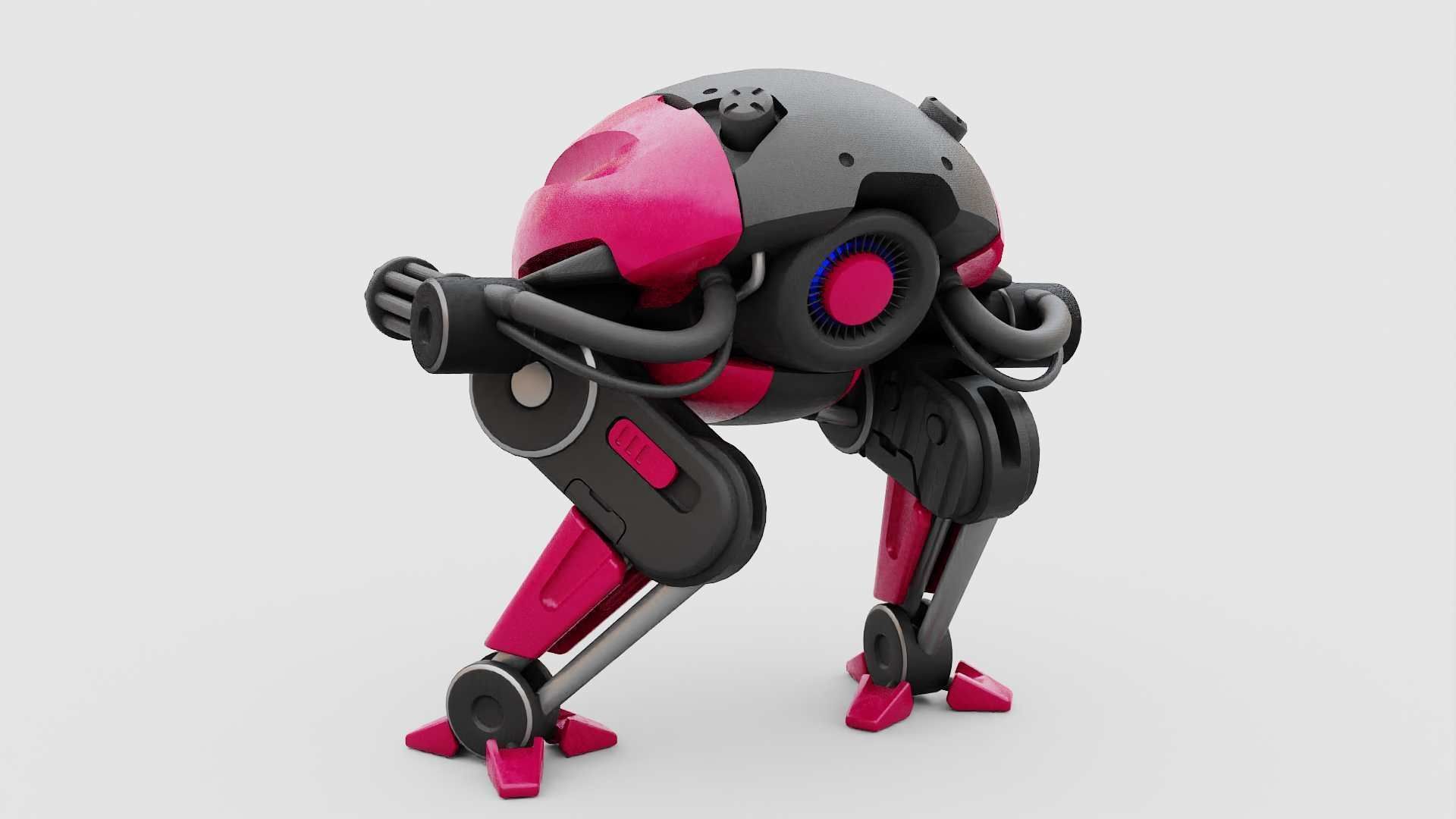 MILITARY BOT B-6000  RIGGED 3D model_9