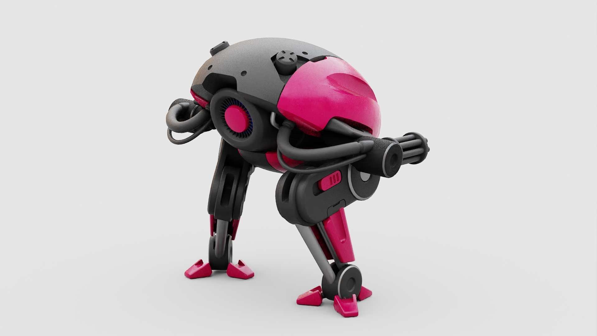 MILITARY BOT B-6000  RIGGED 3D model_6