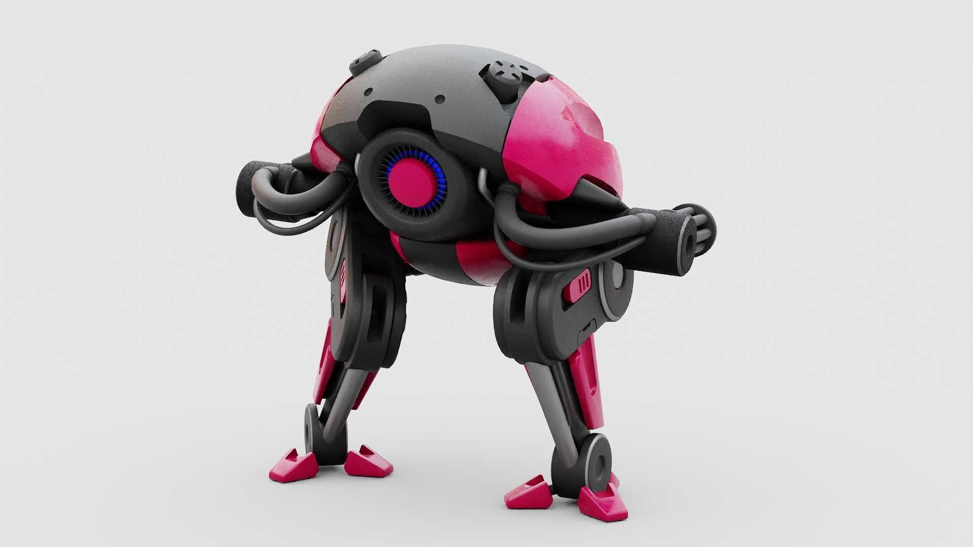 MILITARY BOT B-6000  RIGGED 3D model_7