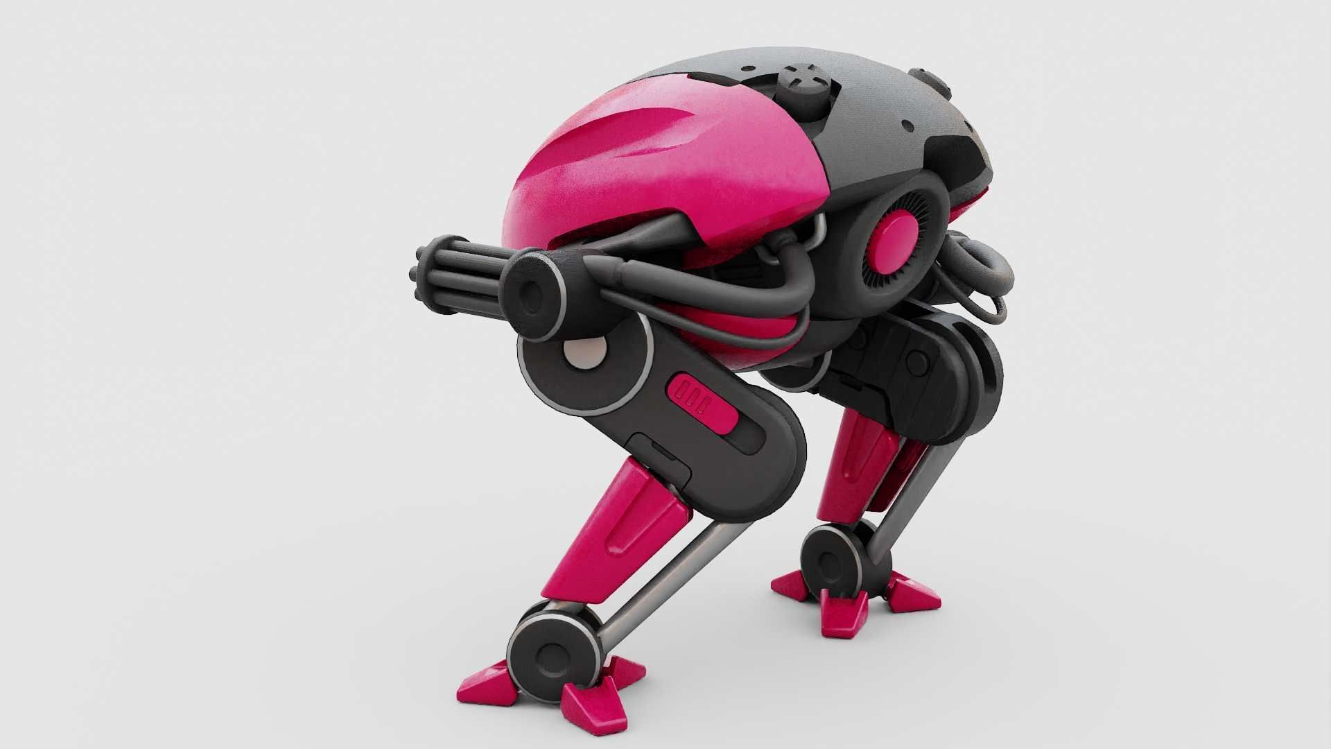 MILITARY BOT B-6000  RIGGED 3D model_10