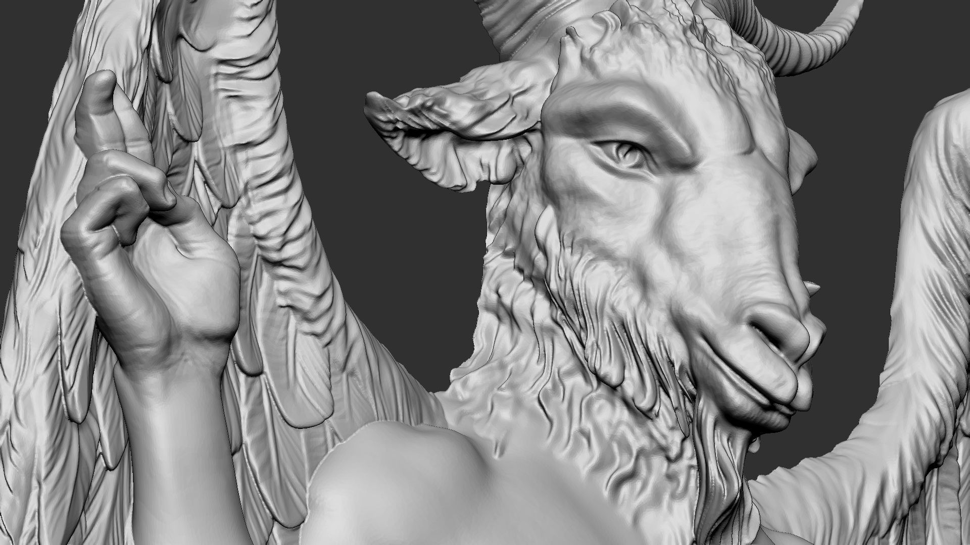 Baphomet Bas-Relief 01 3D print model_24