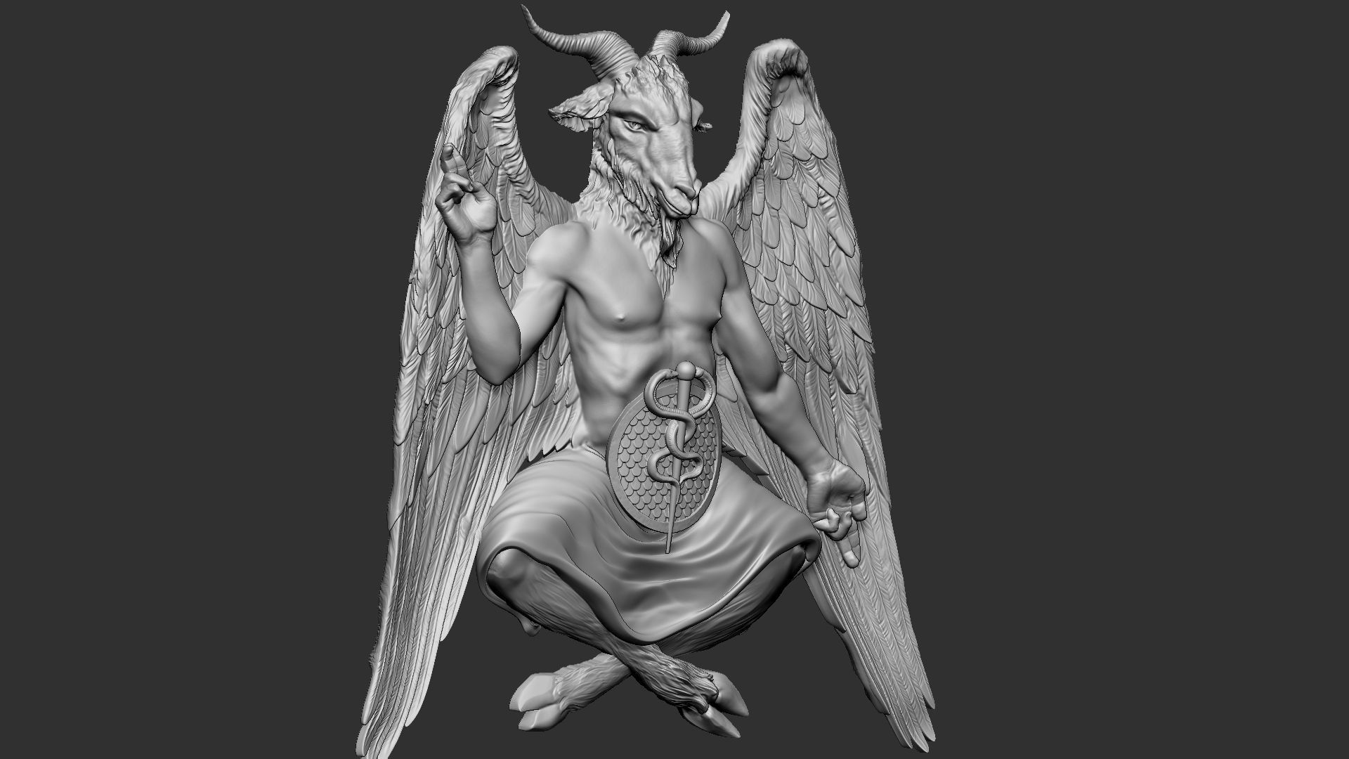 Baphomet Bas-Relief 01 3D print model_13