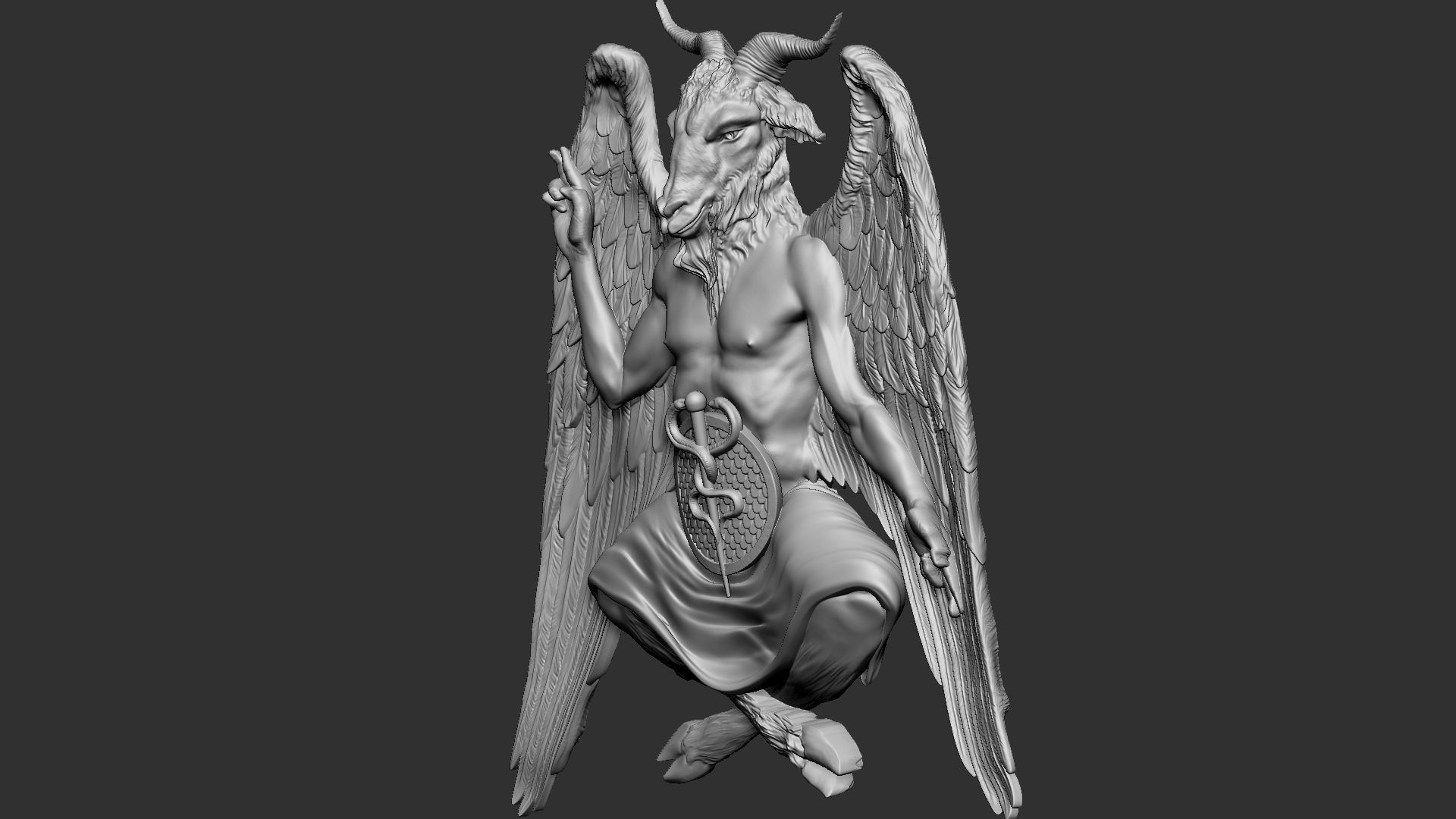 Baphomet Bas-Relief 01 3D print model_26
