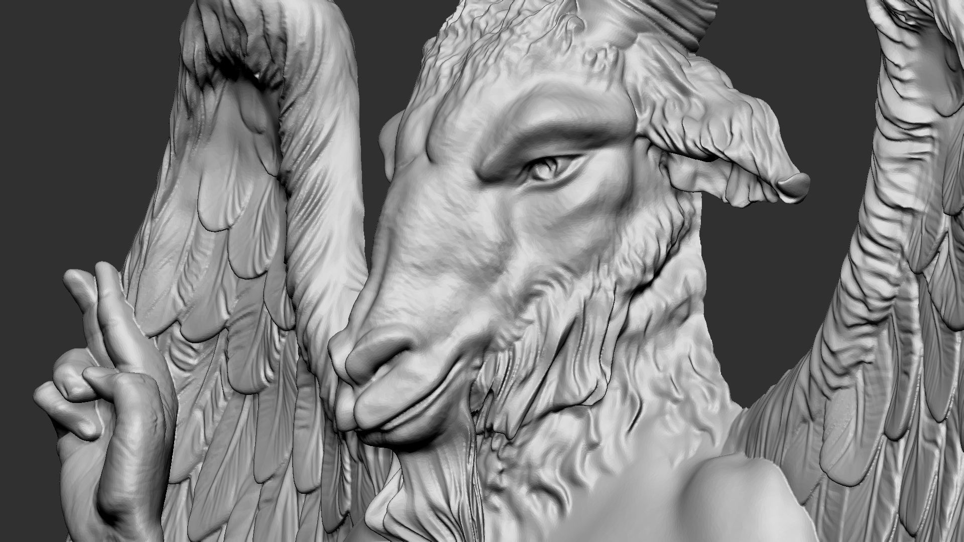 Baphomet Bas-Relief 01 3D print model_7