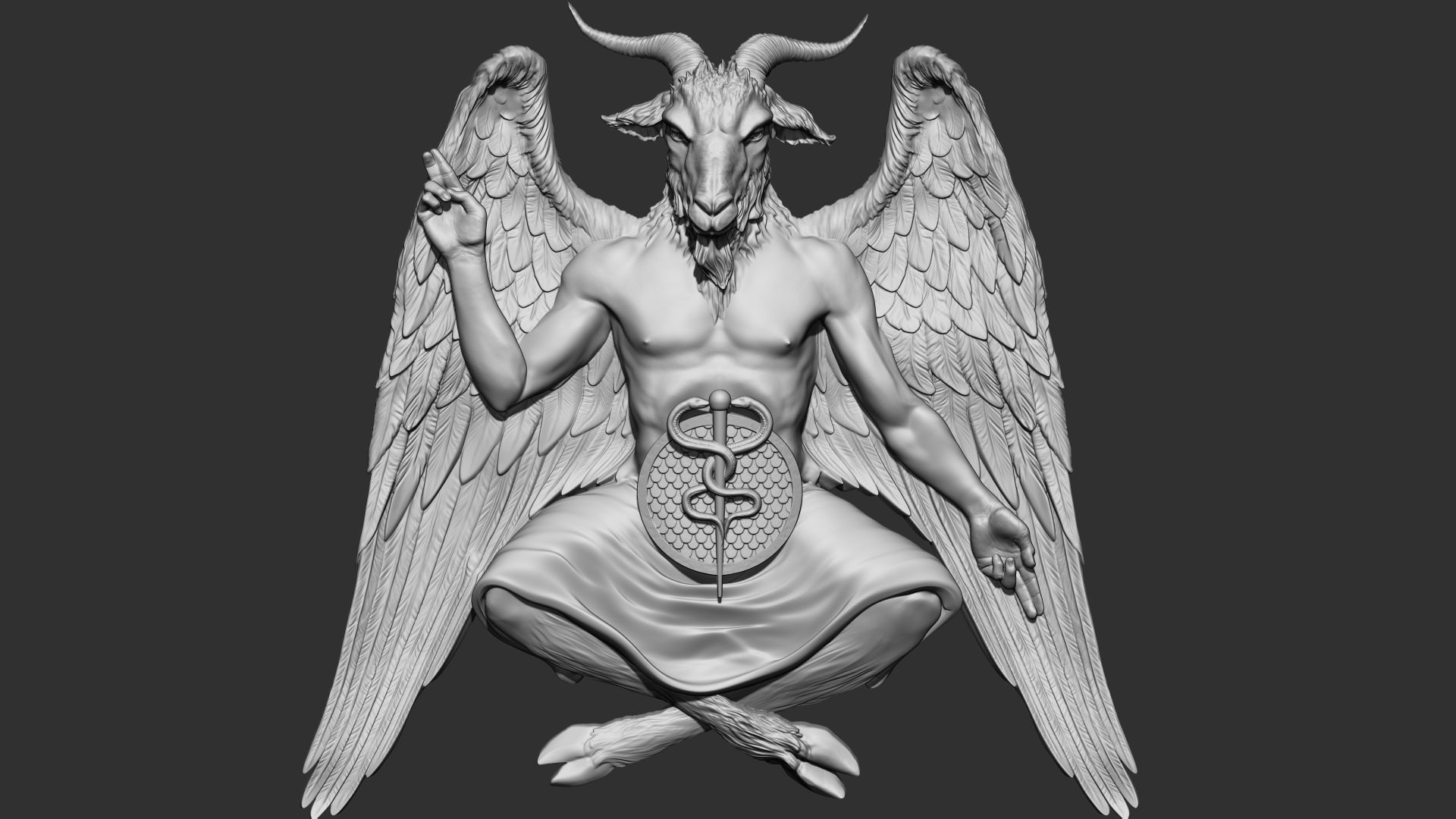 Baphomet Bas-Relief 01 3D print model_4