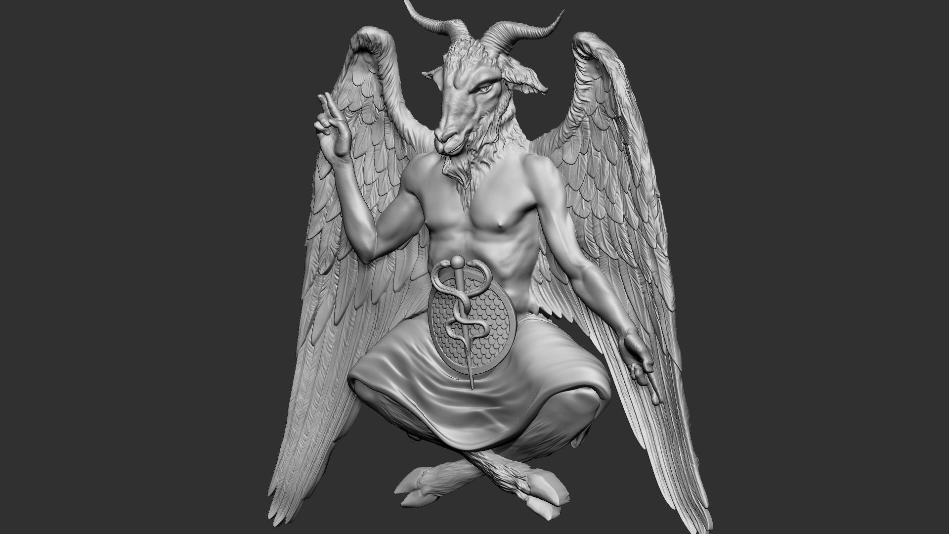 Baphomet Bas-Relief 01 3D print model_25