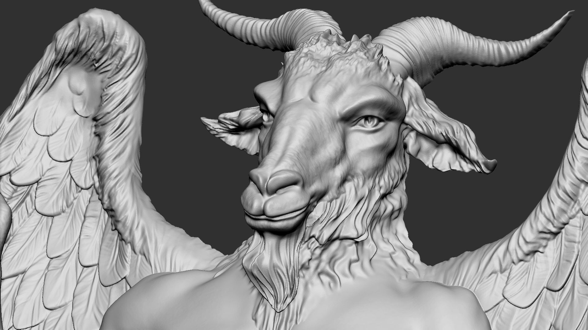 Baphomet Bas-Relief 01 3D print model_15