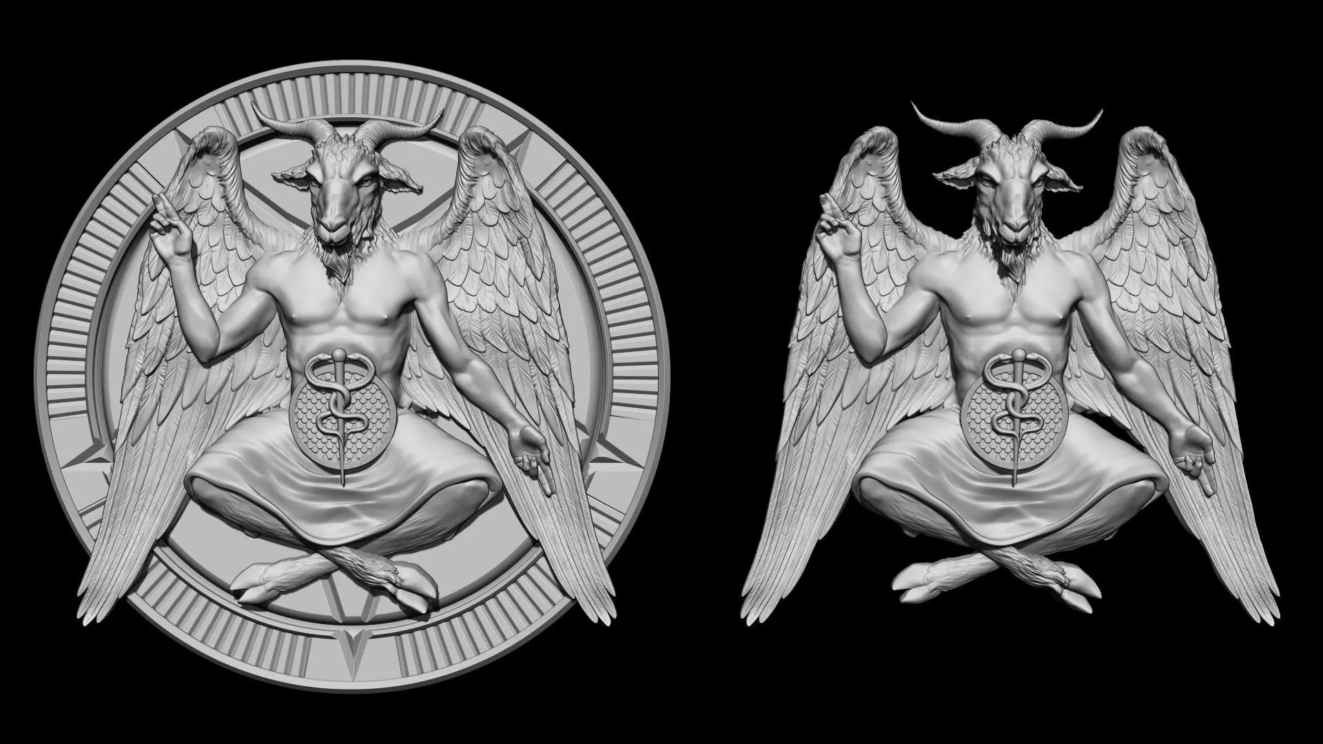 Baphomet Bas-Relief 01 3D print model_0
