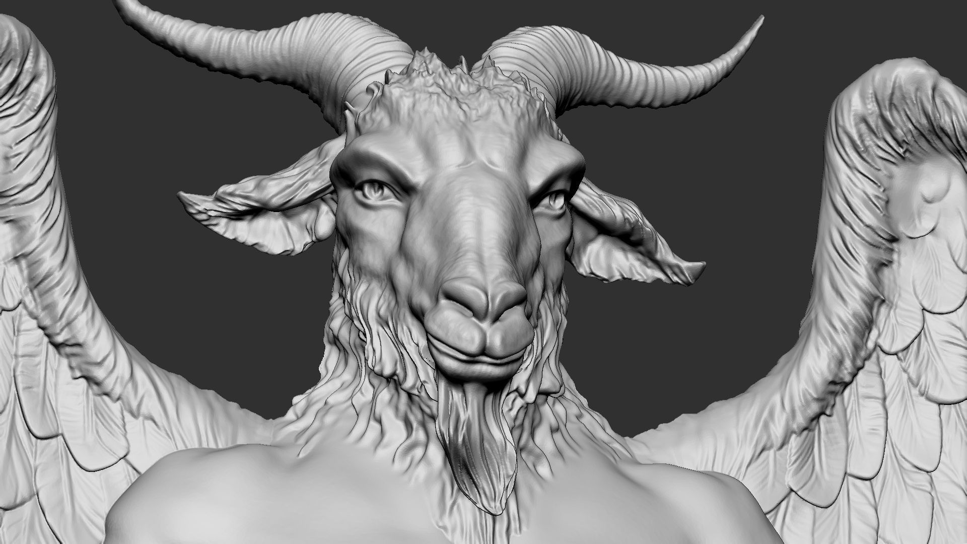 Baphomet Bas-Relief 01 3D print model_5