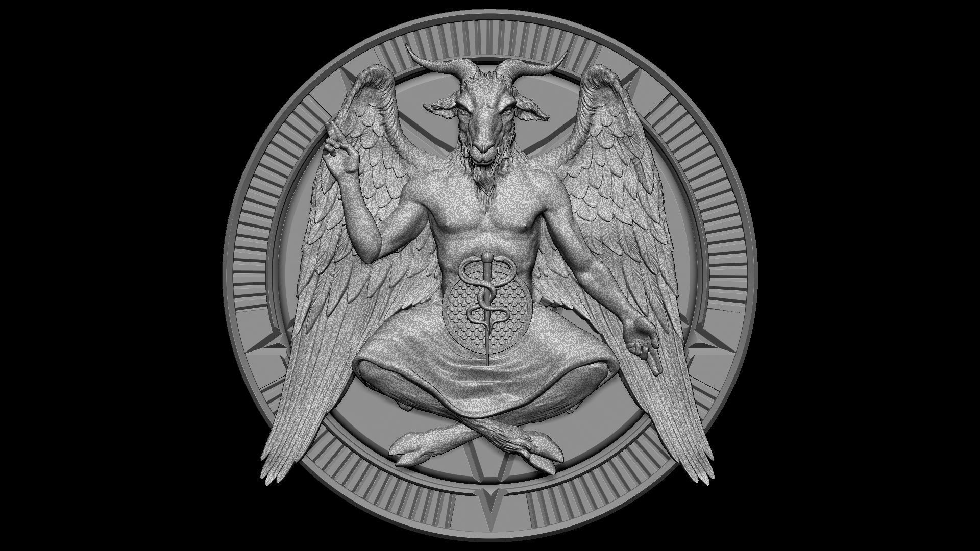Baphomet Bas-Relief 01 3D print model_27