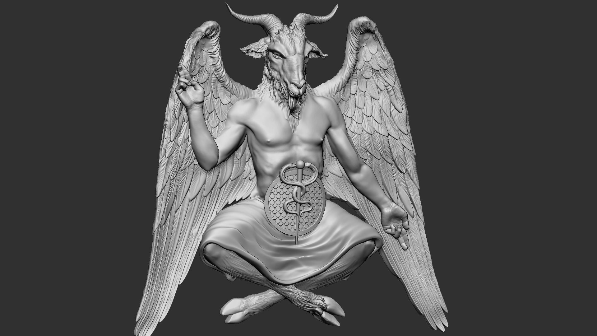 Baphomet Bas-Relief 01 3D print model_14