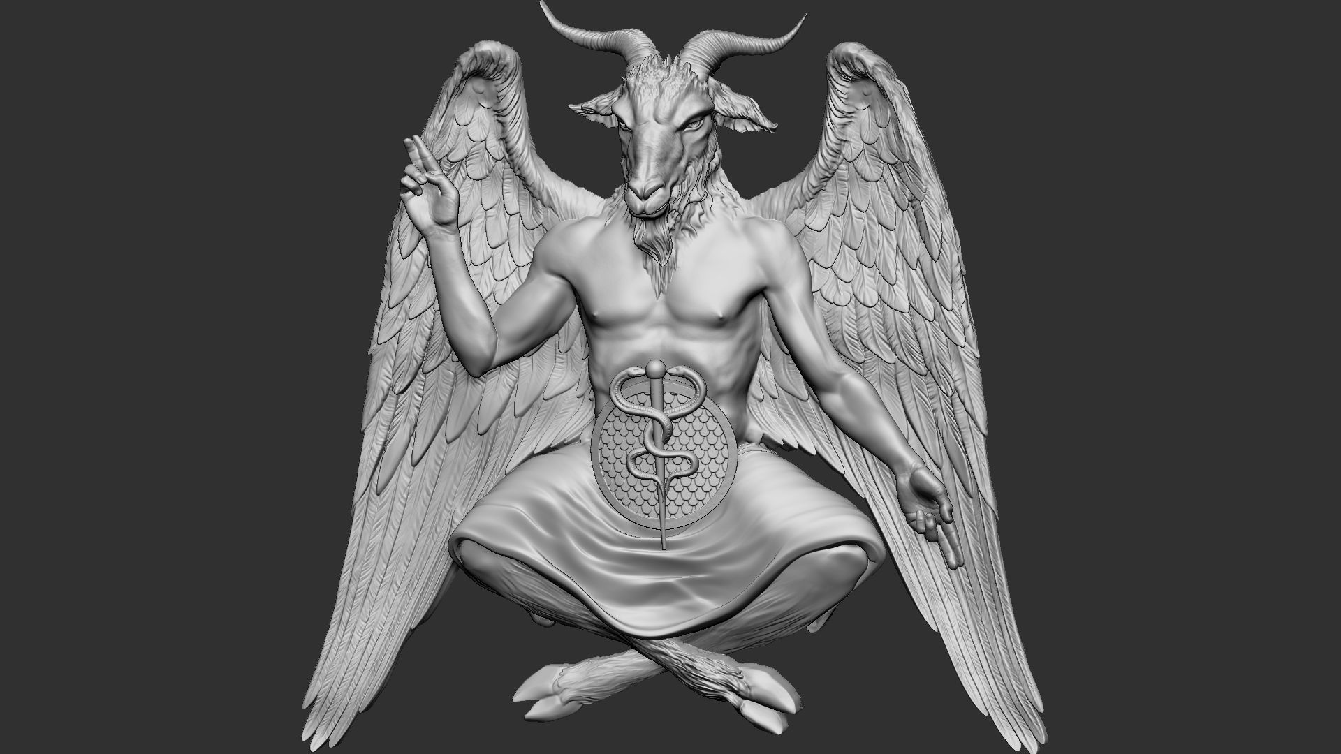 Baphomet Bas-Relief 01 3D print model_16
