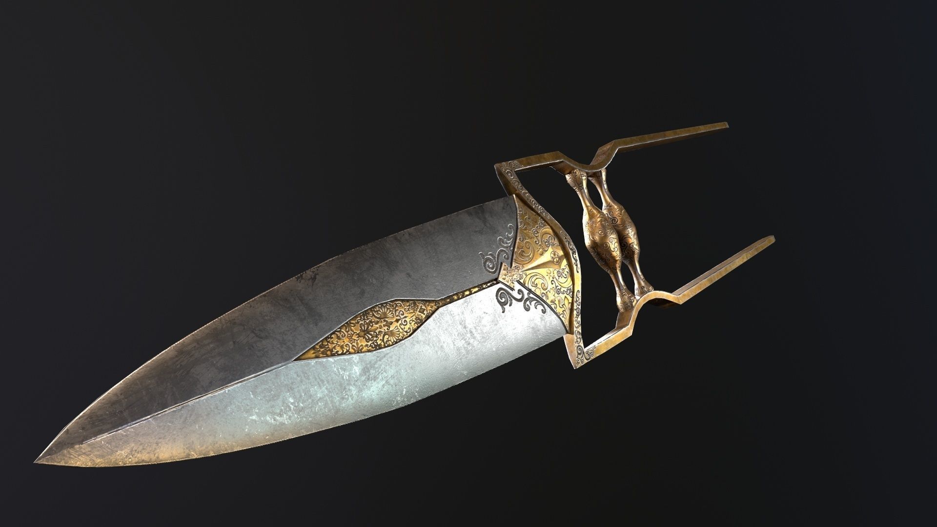 Katar Push Dagger PBR Low-poly 3D model_5