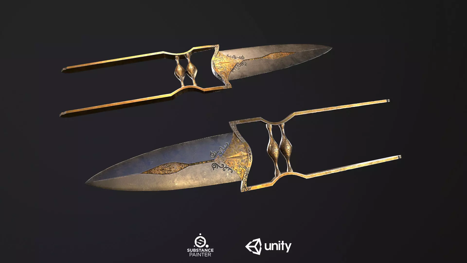 Katar Push Dagger PBR Low-poly 3D model_0