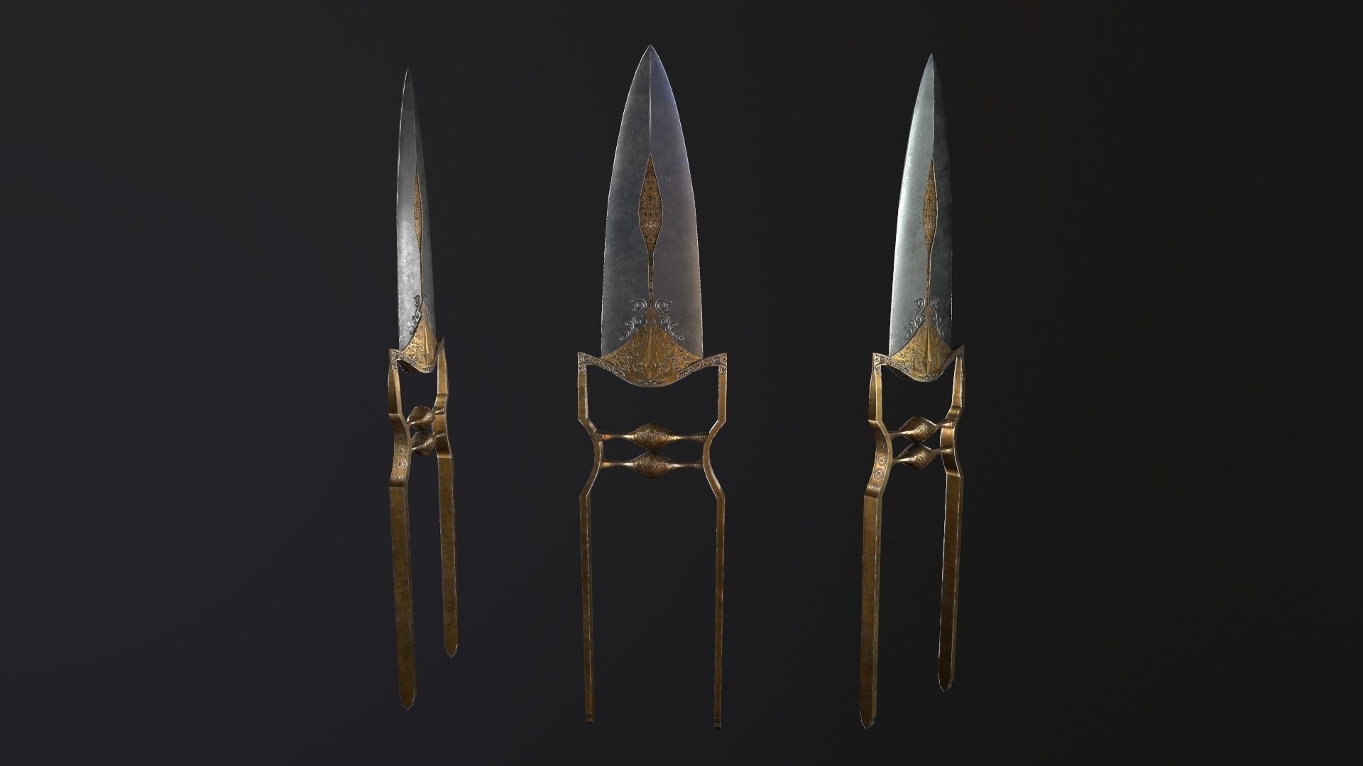 Katar Push Dagger PBR Low-poly 3D model_2