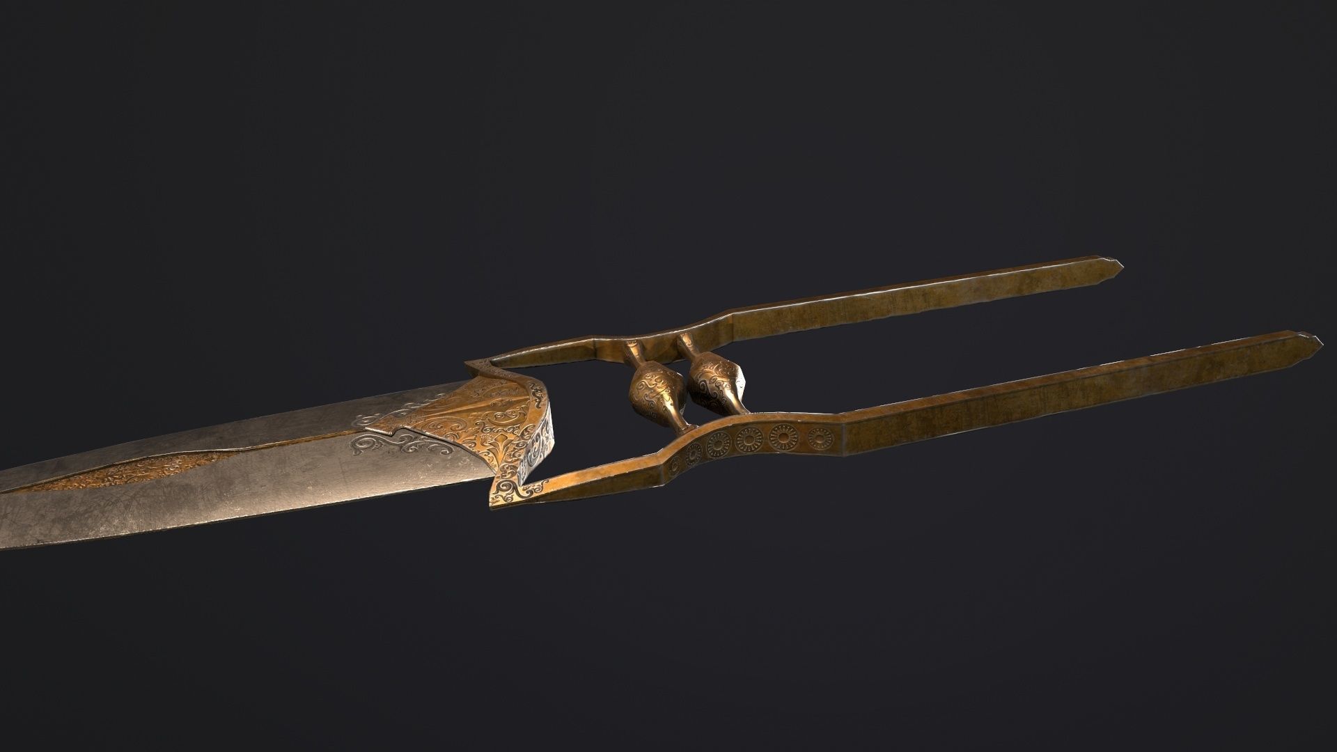 Katar Push Dagger PBR Low-poly 3D model_4