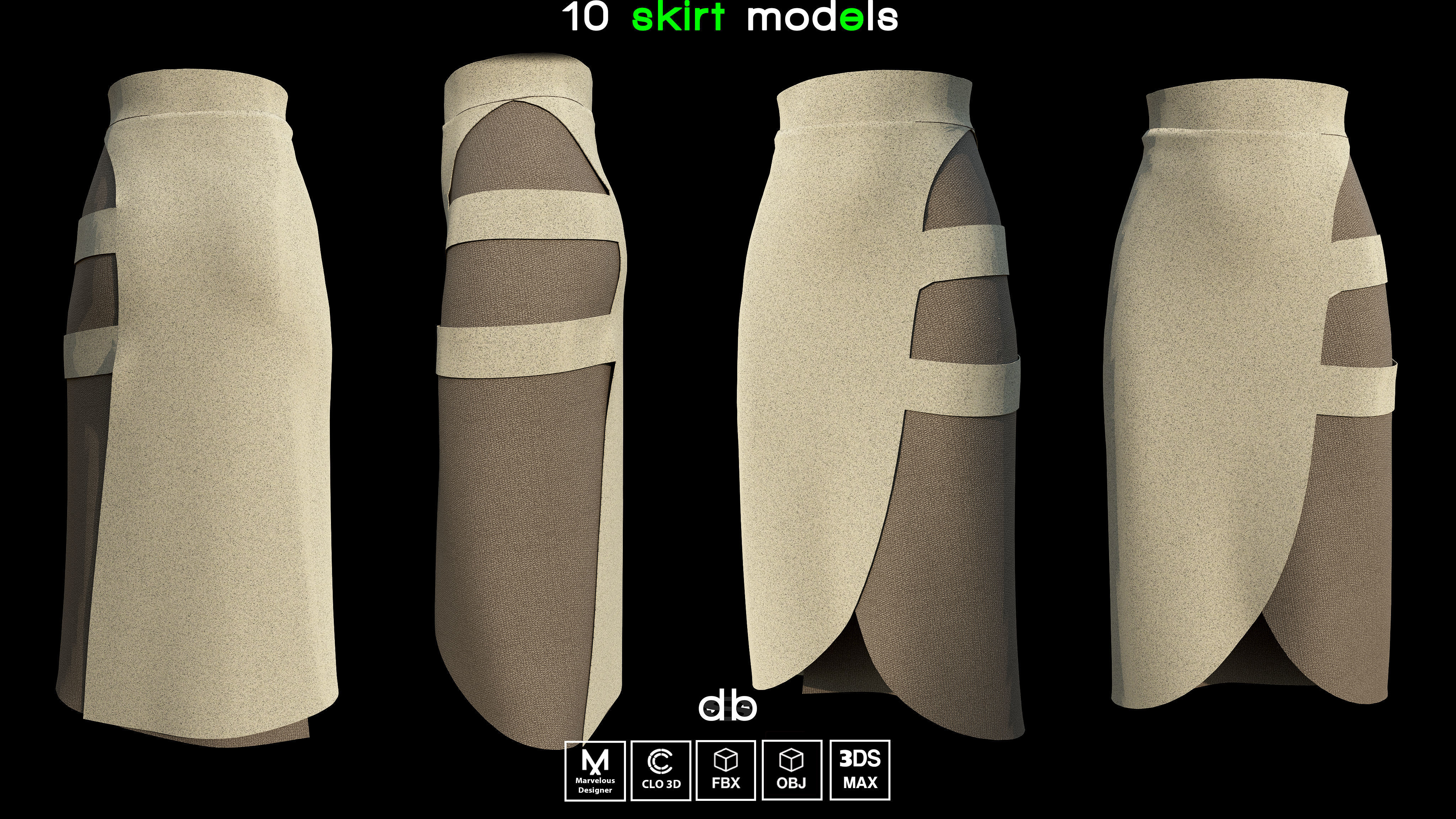 10 skirt models  MD CLO3D  PROJECTS  OBJ  FBX  3DS MAX Low-poly 3D model_6