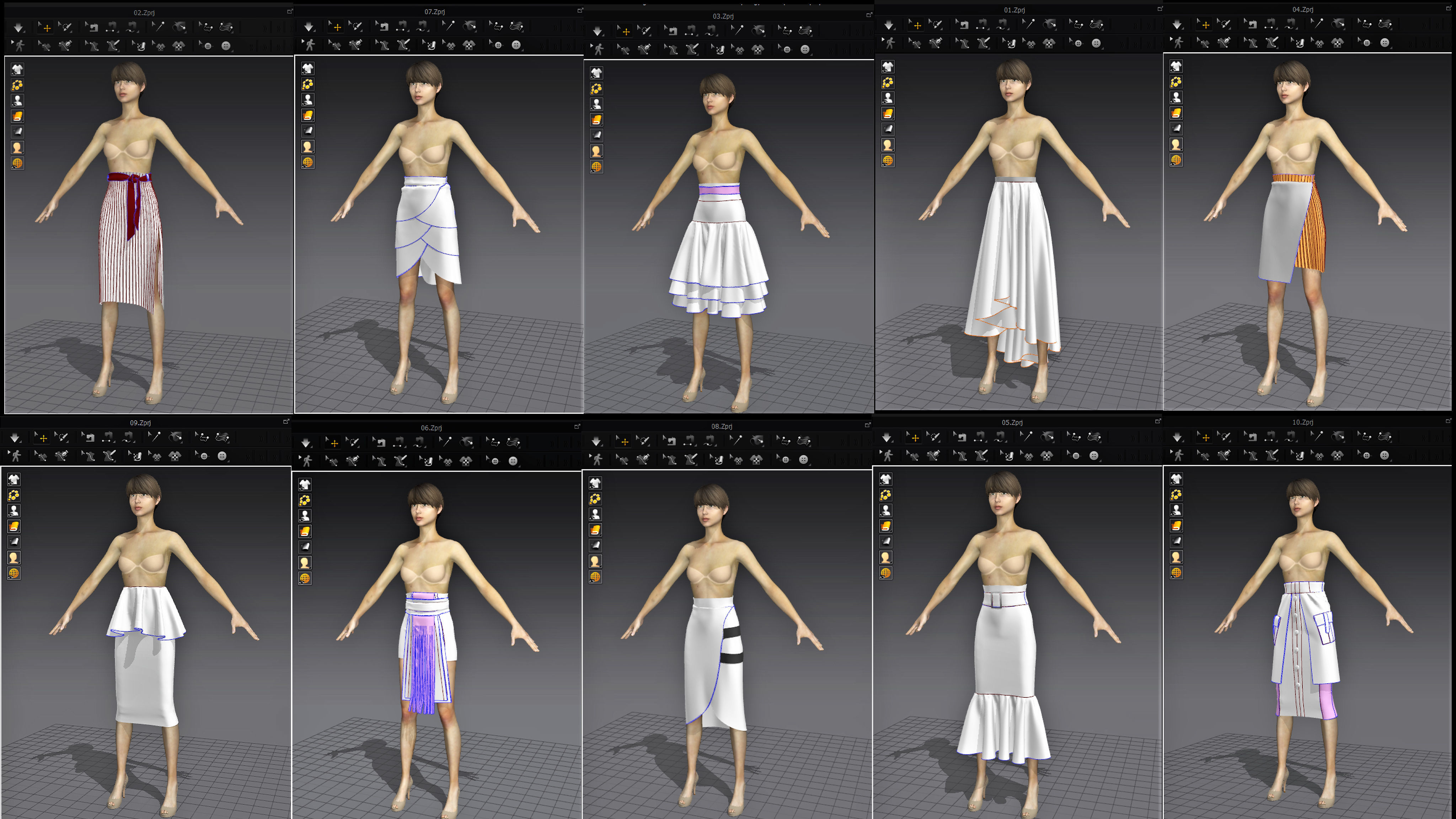 10 skirt models  MD CLO3D  PROJECTS  OBJ  FBX  3DS MAX Low-poly 3D model_11