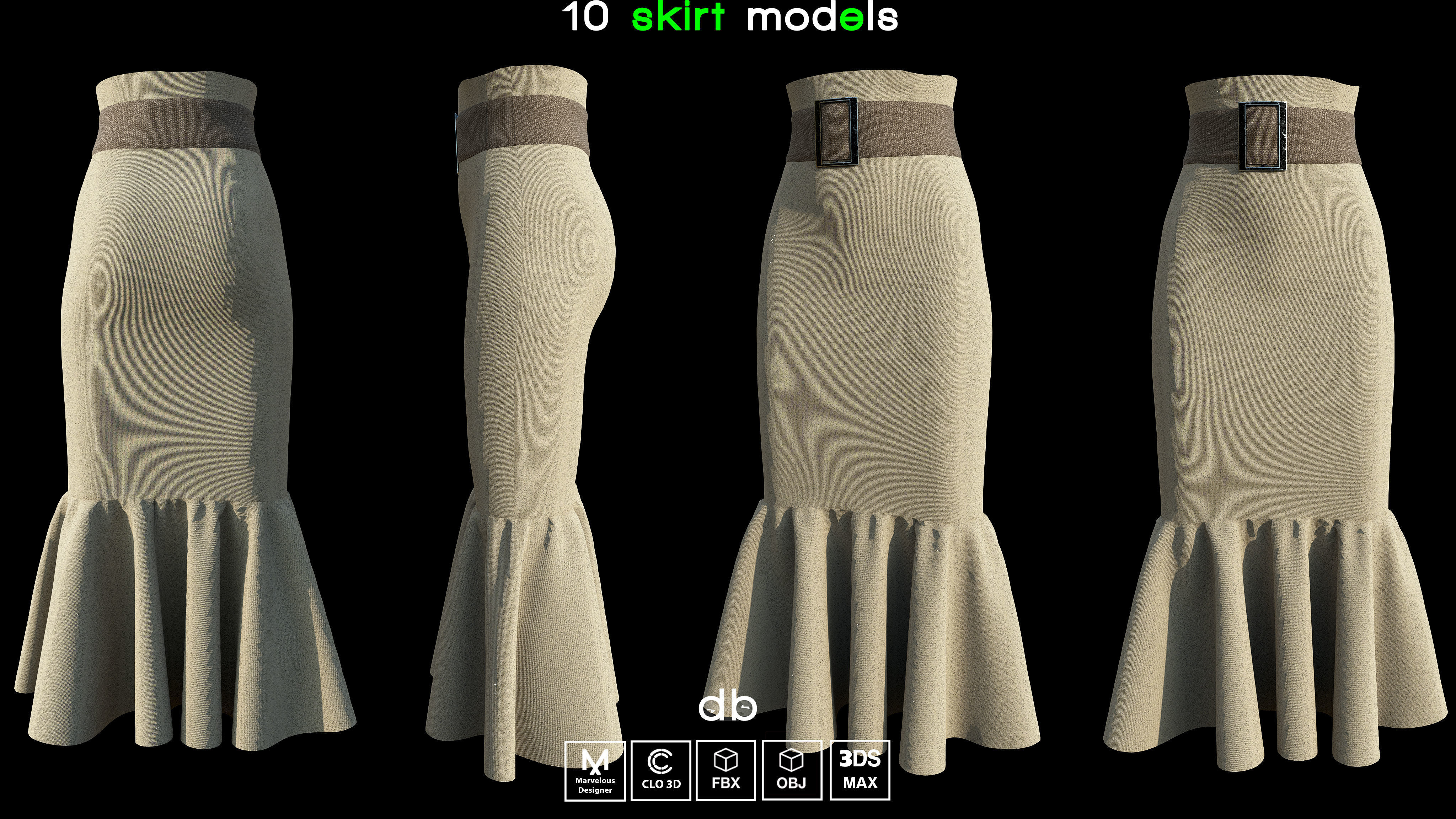 10 skirt models  MD CLO3D  PROJECTS  OBJ  FBX  3DS MAX Low-poly 3D model_7