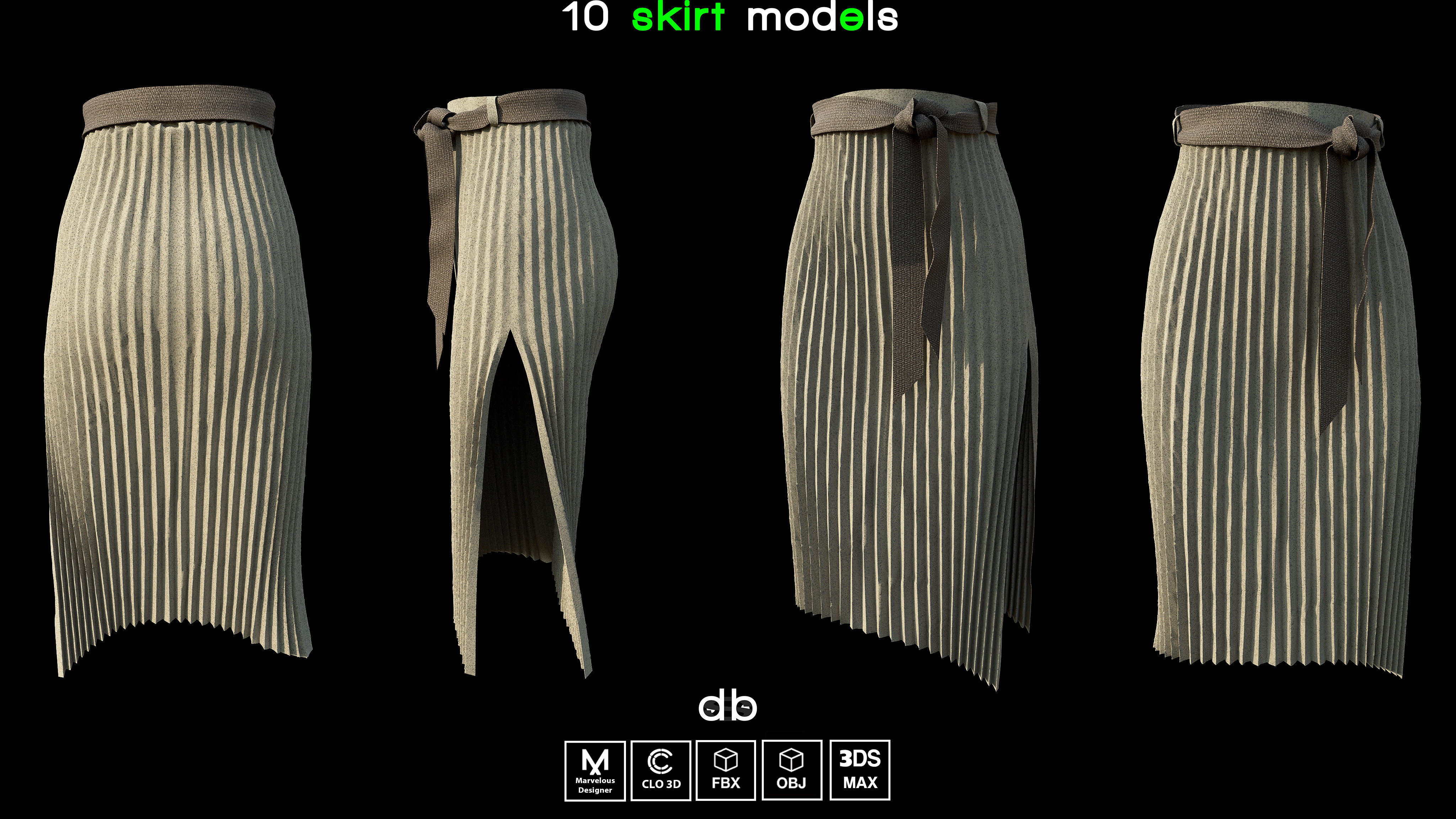 10 skirt models  MD CLO3D  PROJECTS  OBJ  FBX  3DS MAX Low-poly 3D model_9