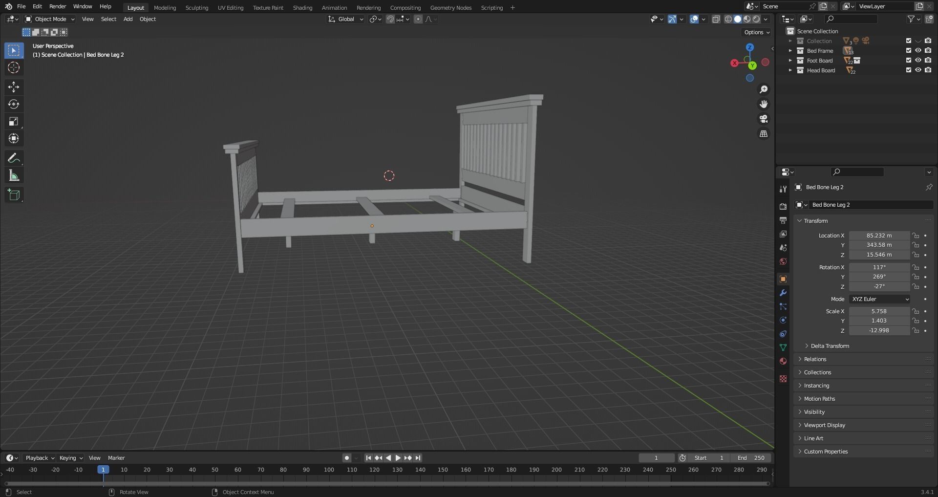Basic Bed Frame 3D model_7
