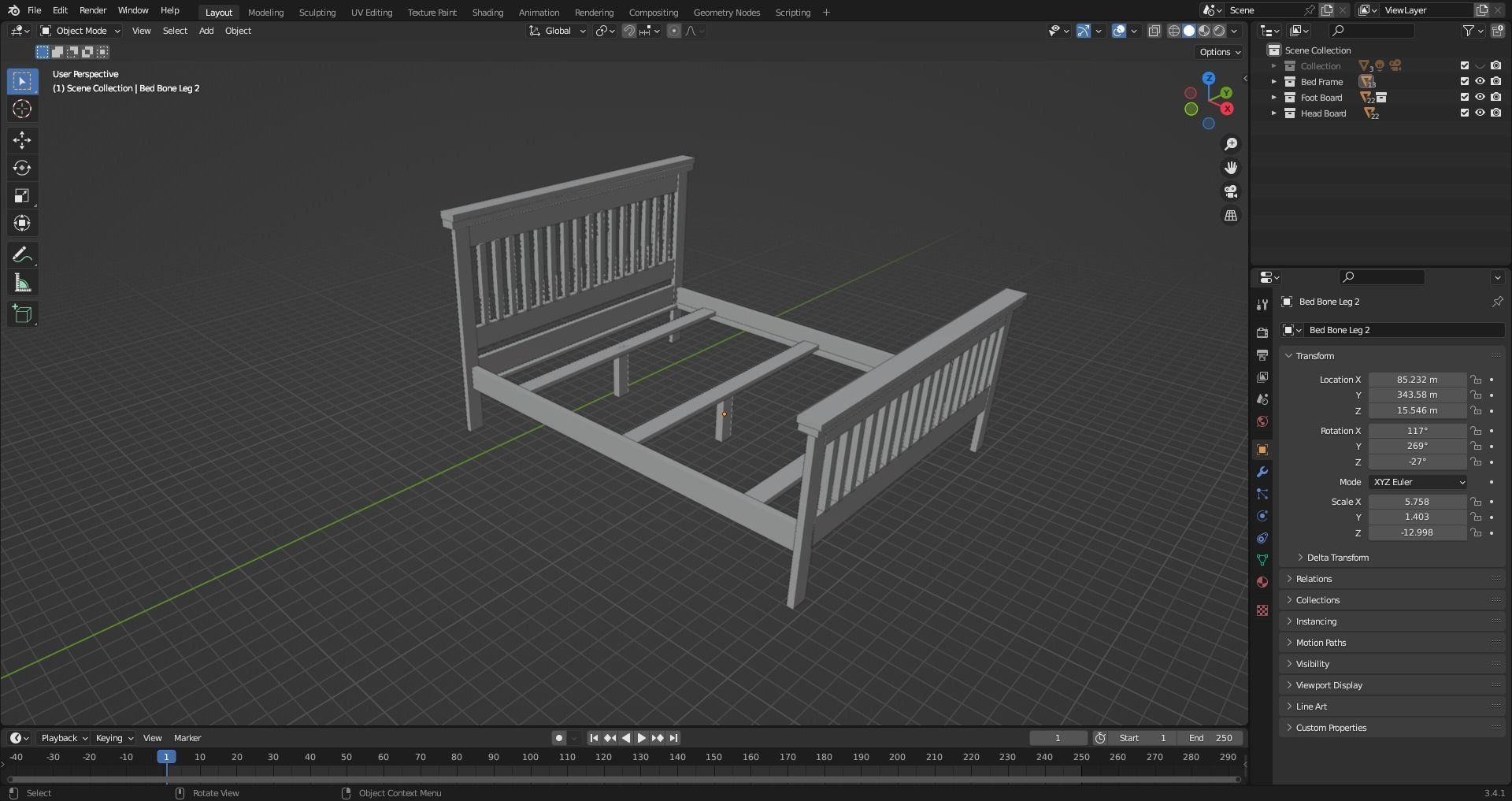 Basic Bed Frame 3D model_6