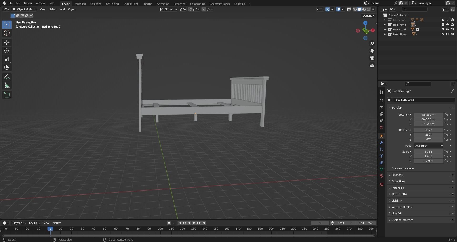 Basic Bed Frame 3D model_9