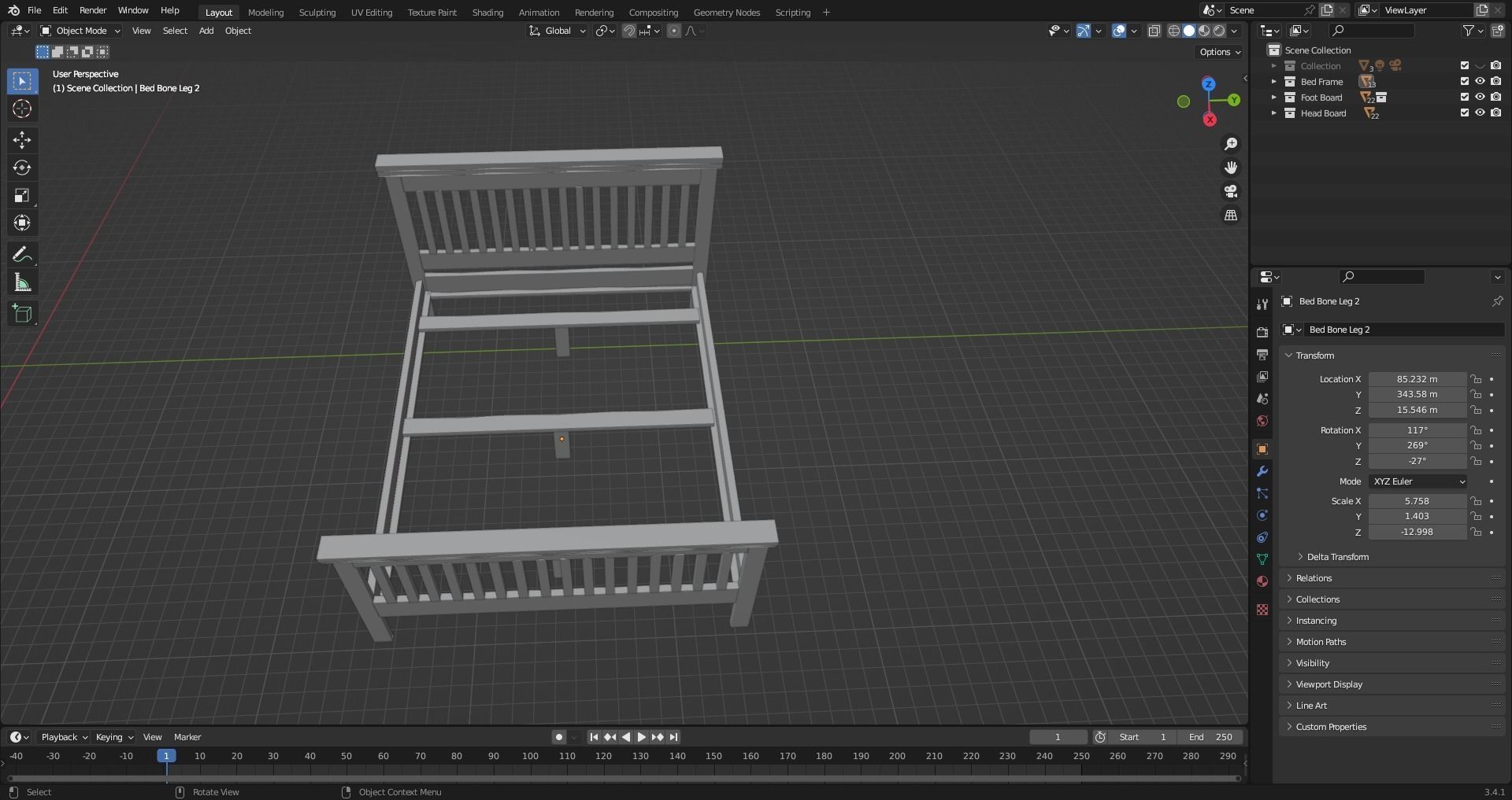 Basic Bed Frame 3D model_5