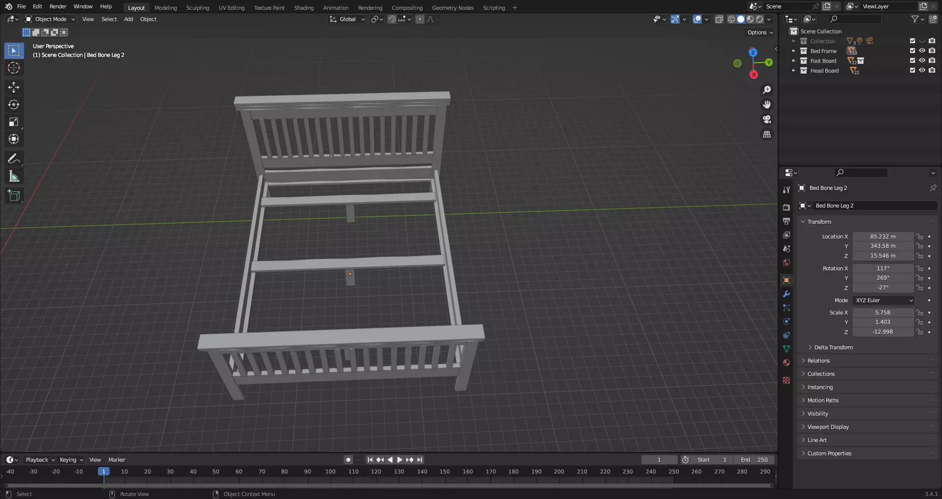Basic Bed Frame 3D model_0