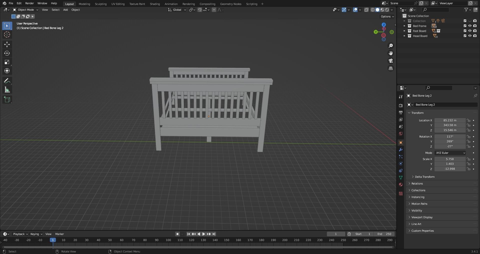 Basic Bed Frame 3D model_4