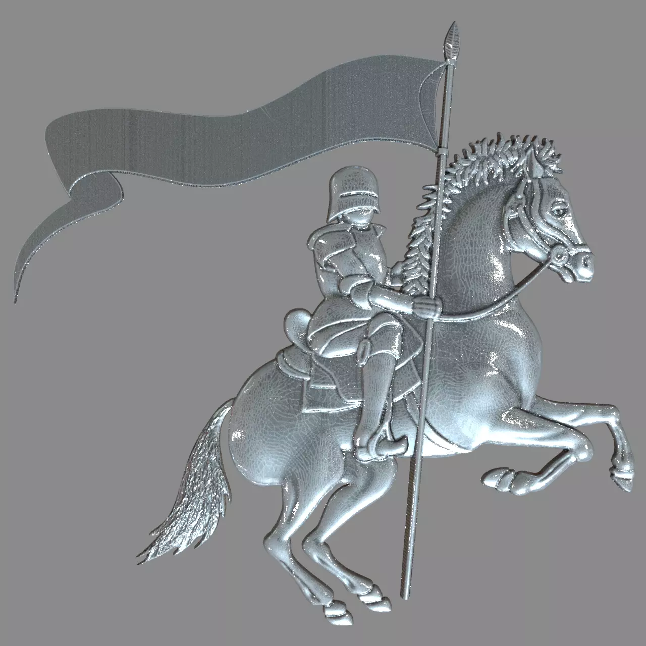 Knight on horseback and banner 3D print model