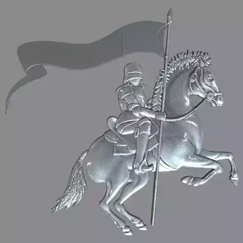 Knight on horseback and banner 3D print model