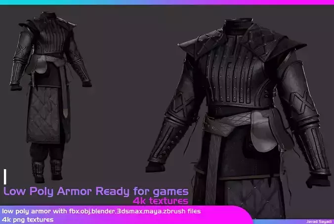 low poly game ready armor for games