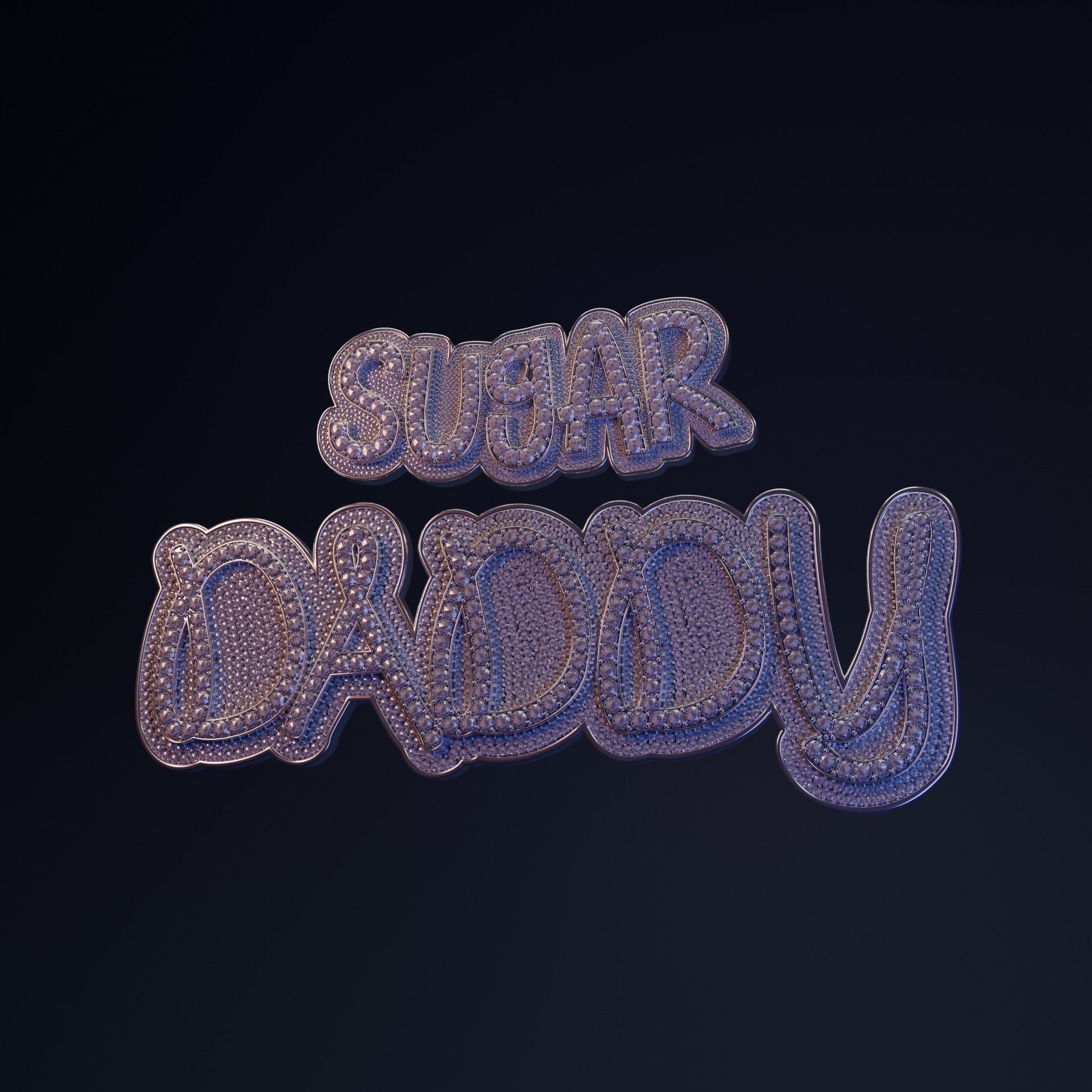 sugar daddy diamond name plate  3D model_6